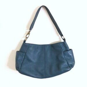 HOBO international Pebble Leather Shoulder Bag Teal Blue 14"Lx8"Hx5"D